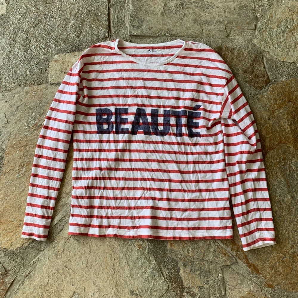 Red and white long sleeve by J. Crew size small